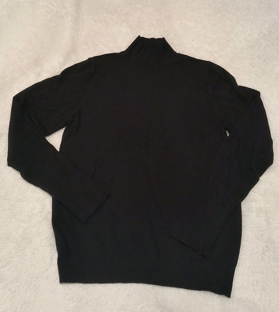 Zara Black Mock Turtleneck Sweater Jumper Knit Ribbed Women's Size M Medium