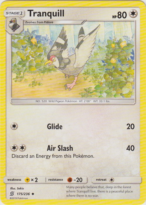 Tranquill - 175/236 - Uncommon (Hp) Unified Minds - Colorless Pokémon