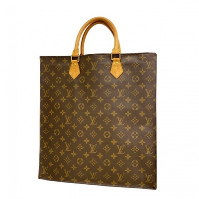 6eb1633 Louis Vuitton Tote Bag Monogram Sac Plat M51140 Brown Used Ladies