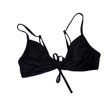 Athleta Bikini Top Black Faux Tie Front Size XL Adjustable Straps Basic Simple