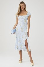 ASTR Florence Dress Medium Blue Multi Floral Pattern Women’s Casual Dress