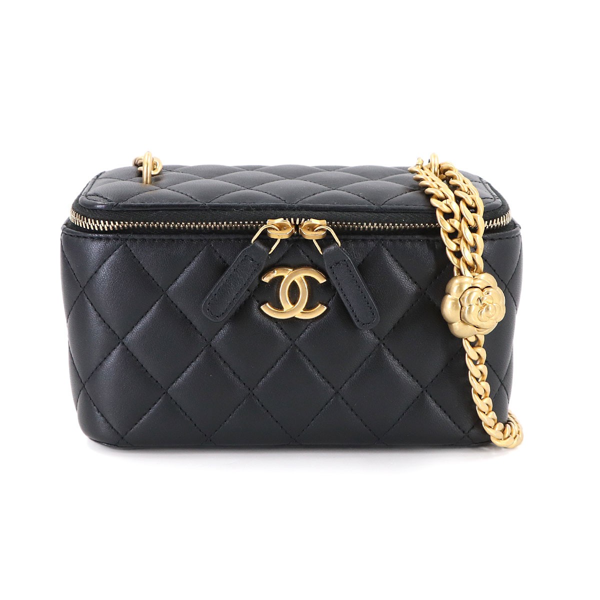 CHANEL Matelasse Small Vanity Case Chain Shoulder Bag Black