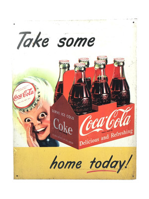 Vintage Coca-Cola Tin Metal Sign Advertising Retro Soda Pop Art Take Some Home