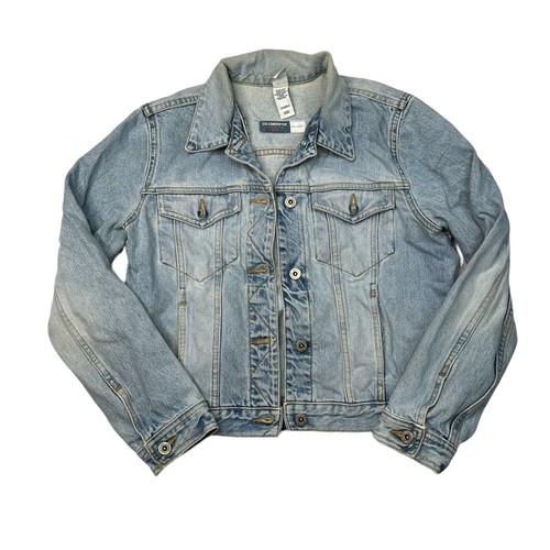 Liz Claiborne Y2K Cropped Jean Trucker Jacket VTG Light Wash MP Medium Petite