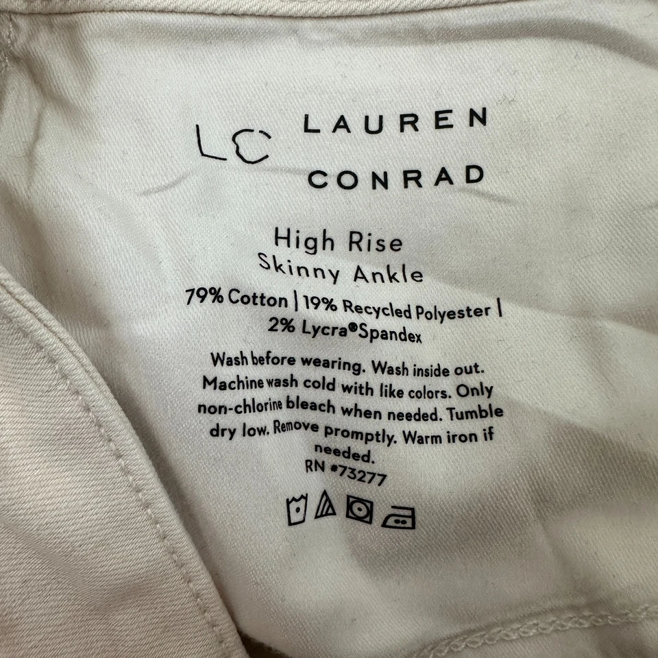 Jeans jeans feminino LC Lauren Conrad cintura alta skinny tornozelo tamanho 8 bege creme - Imagem 4 de 4