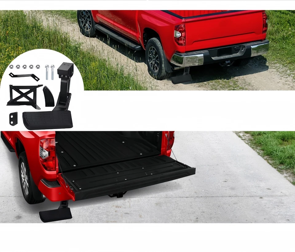 Paso de puerta trasera retráctil apto para Toyota Tundra 2014-2021 aluminio Foto 2 de 4