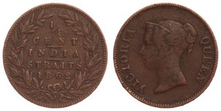Straits Settlements 1/4 Cent 1862 Victoria