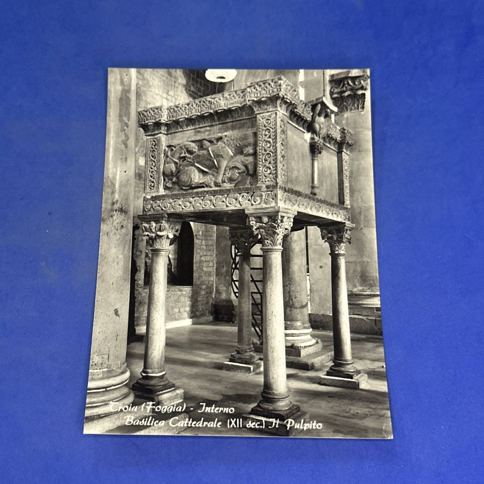 TROIA FOGGIA INTERNO BASILICA CATTEDRALE IL PULPITO Cartolina Bianco e nero