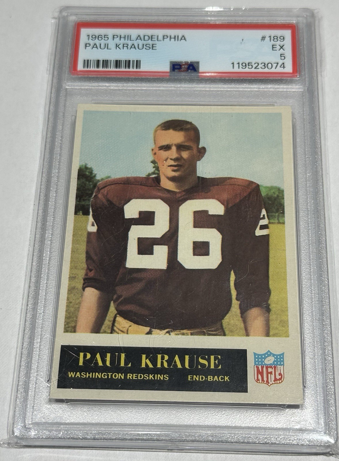 1965 PAUL KRAUSE PHILADELPHIA RC CARD # 189 - PSA 5