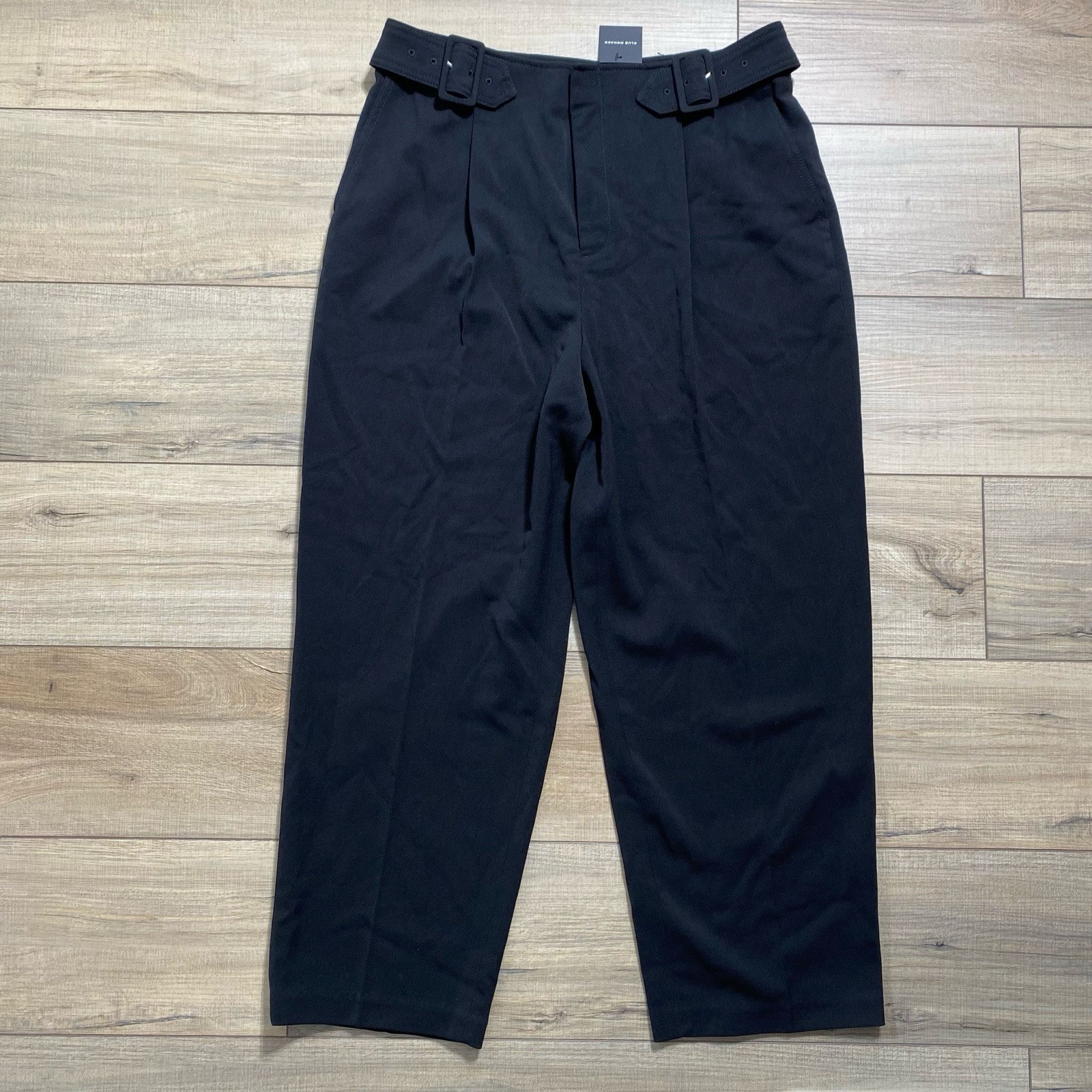 Club Monaco Women's Self Buckle Wool Blend Pants Size 12 Black