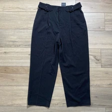 Club Monaco Women's Self Buckle Wool Blend Pants Size 12 Black