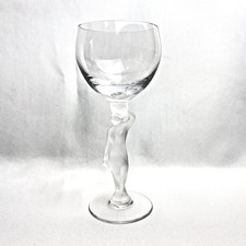 Bayel France Bacchante Frosted Nude Stem Wine Goblet Art Glass Vintage