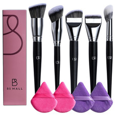 BS-MALL 5 Pcs Professional Makeup Brush Set with Ultra-Soft 4 Triangle Puffs - E