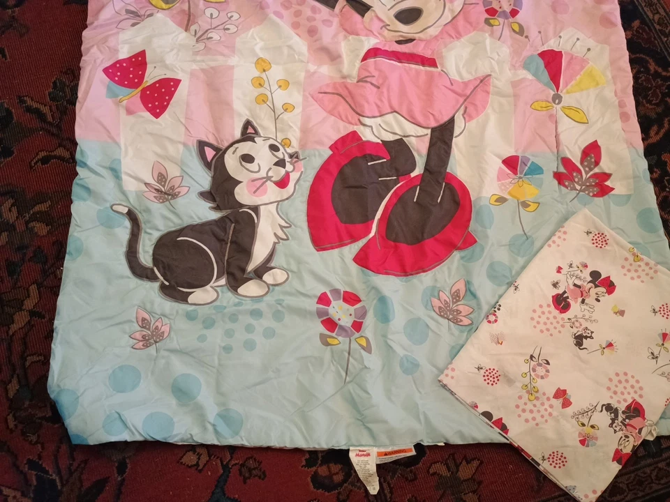 Lote Conjunto Disney Minnie Mouse Figaro Gato Flores Edredón y Sábana Superior Ropa de Cama Niño Foto 4 de 4