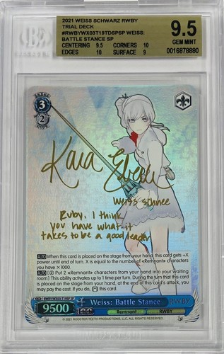 Weiss Schwarz RWBY Weiss: Battle Stance RWBY/WX03-T19SP SP Foil Signed BGS 9.5