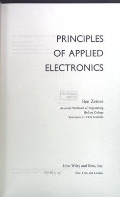 Principles of applied electronics. Zeines, Ben: