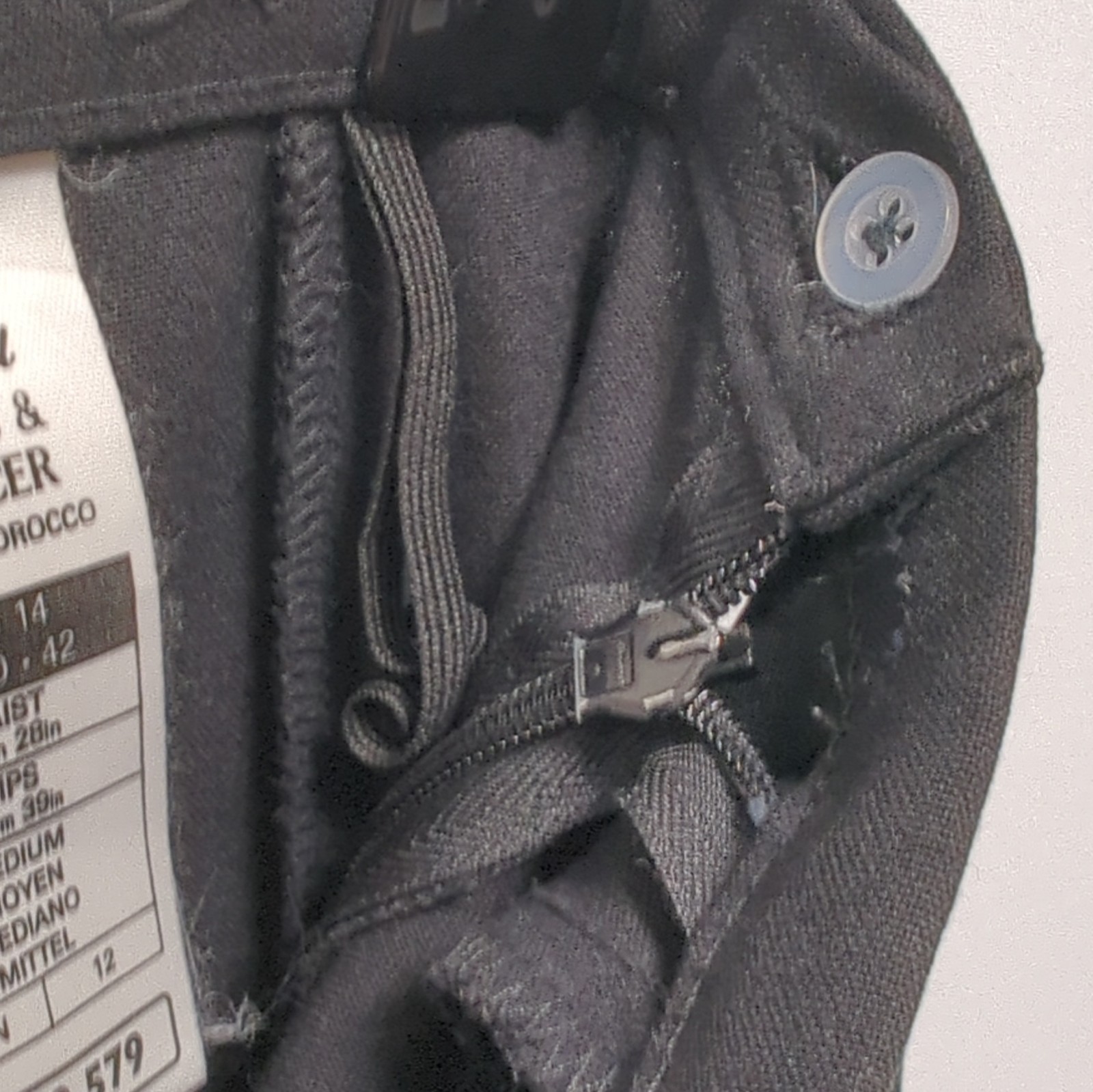 Marks & Spencer St Michael Black Stretch Straight Leg Trousers UK 14 image 9