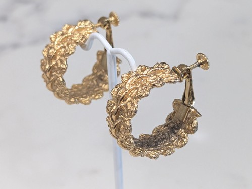 Vintage Earrings Lot Clip On Gold Tone Chunky All Signed Napier Trifari Bergere - Picture 9 of 16