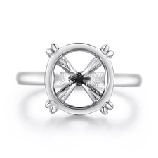 6mm Round Shape Semi Mount Ring 925 Sterling Silver Solitaire Women Ring