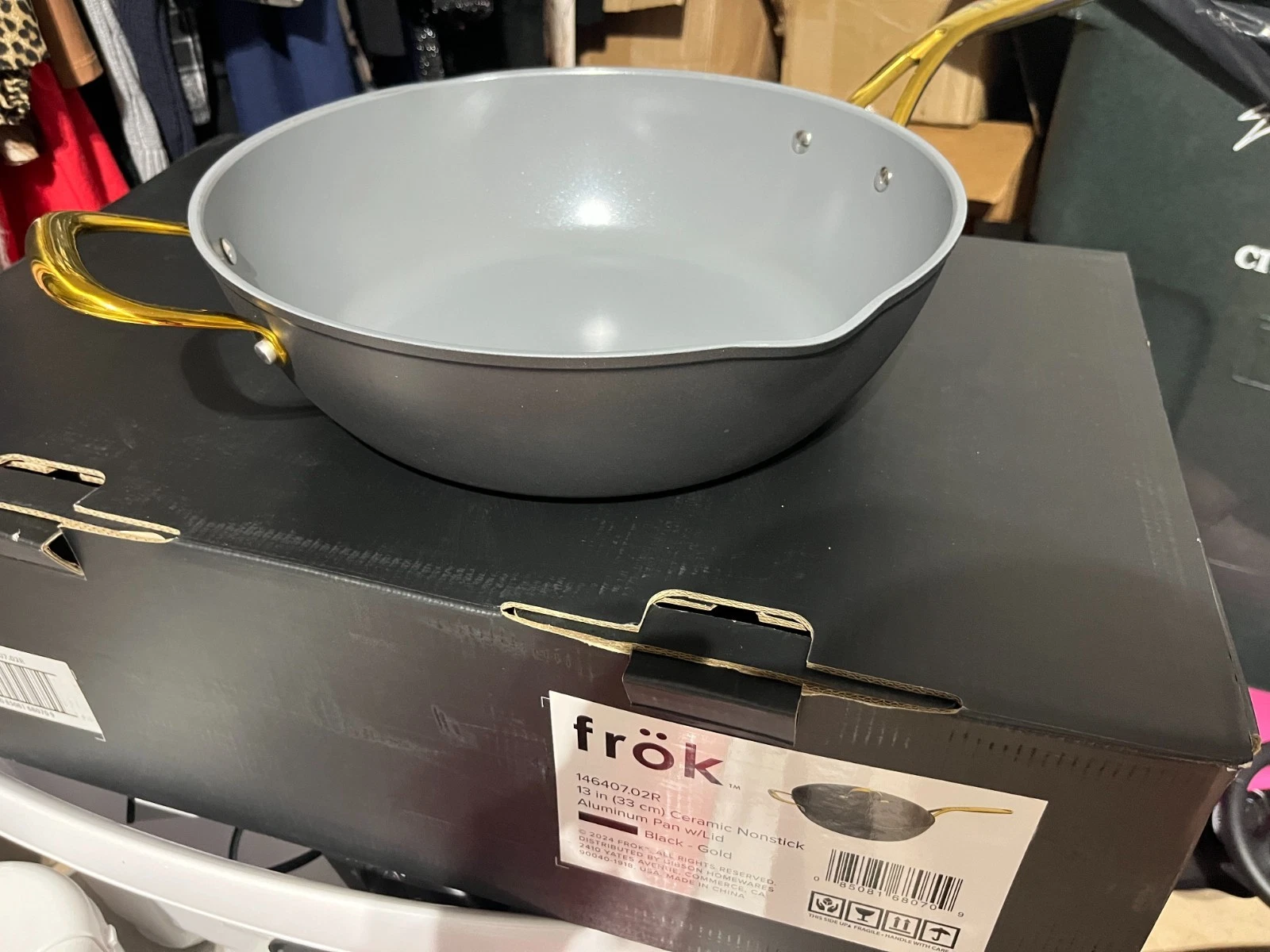 Frök Frok 13” Ceramic Wok Pan nonstick aluminum with lid
