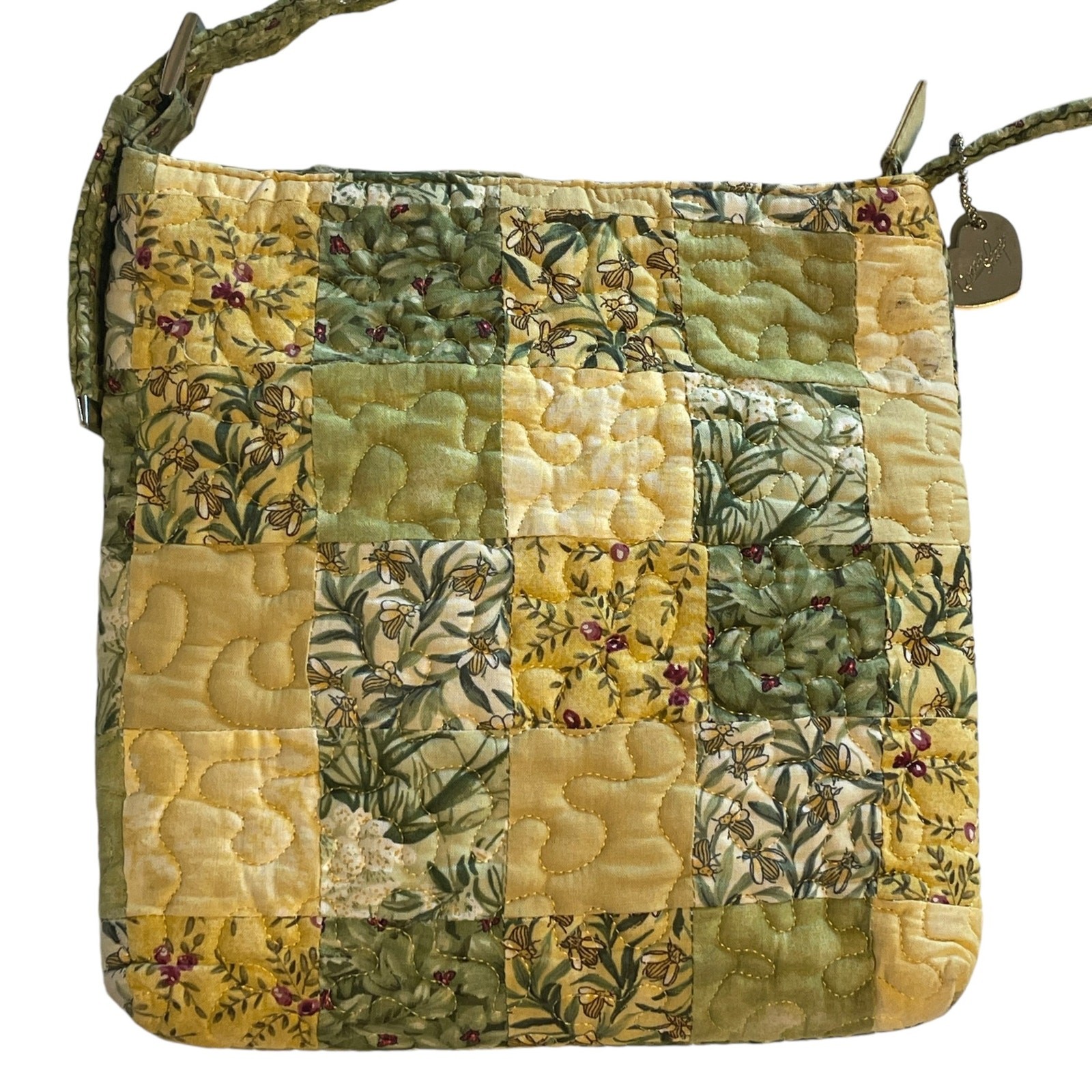 Donna Sharp Patchwork Crossbody Bag Yellow & Gree… - image 3