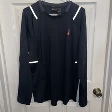 Spyder Active Mens Large Black Pullover Long Sleeve polyester blend Reflectors