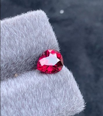Top Grade 2.70 Ct Reddish Garnet from Tanga Mine   VVS Clarity Pear Cut Natural