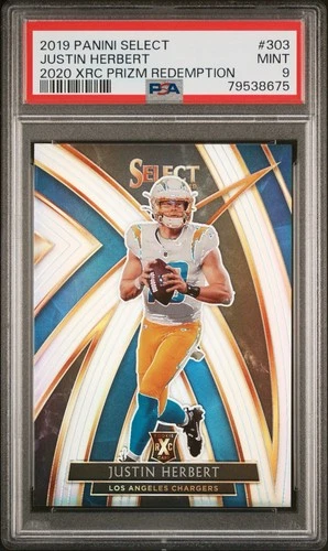 2019 Panini Select JUSTIN HERBERT XRC Prizm Redemption RC. PSA 9 MINT