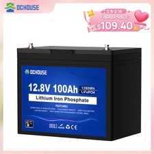 12V 100Ah LiFePO4 Lithium Battery 4000+ Deep Cycle For RV Marine Solar Off-grid