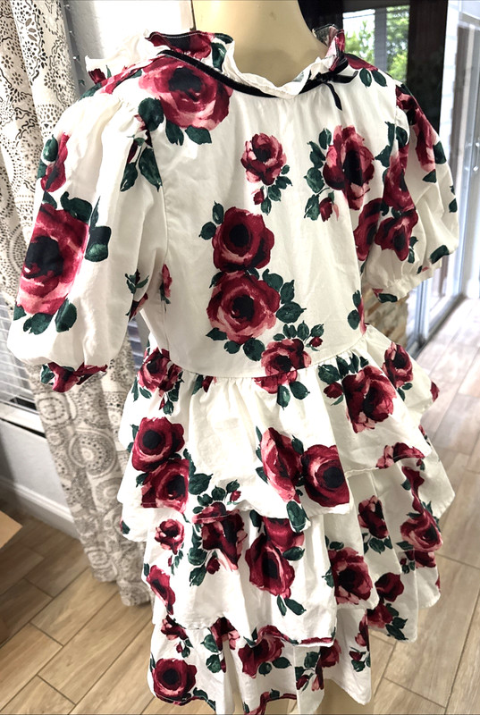 American Girl Dress Sz 16 Party Tier  Ruffle Roses Princess mt1