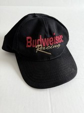 VINTAGE 90s BUDWEISER RACING Black Embroidered Made in USA Snapback Hat Beer