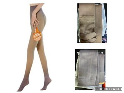 Damen Warme Fleece Fake Transluzent Blickdicht Strumpfhose Winter Gefüttert Stretch Thermo