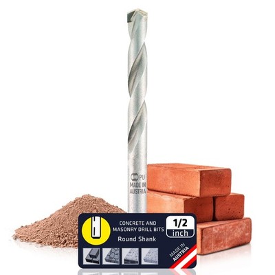 ALPEN 1/2'' Masonry Drill Bit   Tungsten Carbide-Tipped, Hex Shank for Conc