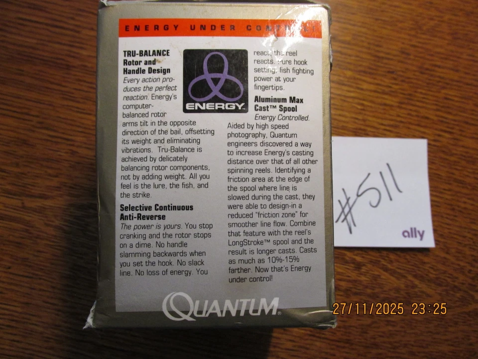 Carrete giratorio Quantum Energy E7-4 con caja y carrete de repuesto Foto 3 de 4