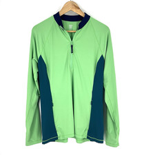 Title Nine Sunbuster 1/4 Zip Pullover Top Size Large Womens Green Thumbholes