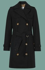 New‼️burberry⚡️"islington" Double Breasted Belt Black Trenchcoat Size Us8 | It42