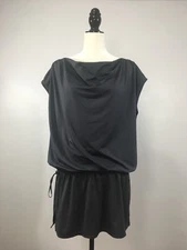 Women's GAP Body Fit Large Gray Tunic Shirt Cap Short Sleeve