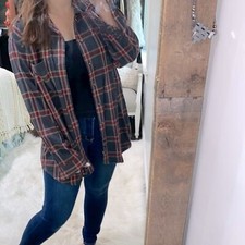 Izod plaid flannel button down shirt size large