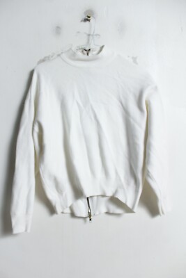 Apricotfarbener Damen Rollkragenpullover mit Reißverschluss hinten - weiß - Größe 8 (L11)