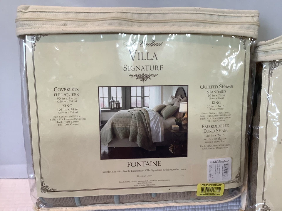 2 БЛАГОРОДНОЕ СОВЕРШЕНСТВО Вилла Подпись Фонтейн Льняная Смесь Евро Накидки Новые! - Изображение 4 из 4
