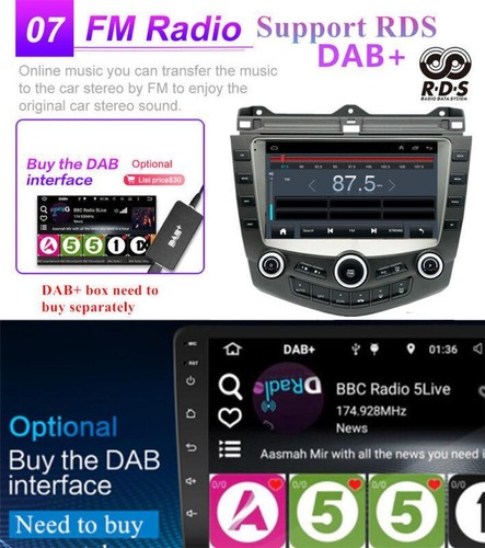 For Apple Carplay Fit For Honda Accord 2003-2007 9" Android 13 Stereo Car Radio - Picture 17 of 18