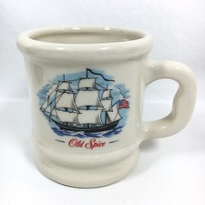 Vtg OLD SPICE Stoneware Shaving Mug GRAND TURK American Sailing Ship Heavy 4"