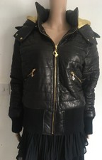 Baby Phat Black Leather Bomber Jacket Ladies Chest Sz 22 Inches Pls See Photos