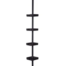 4 Tier Tension Corner Shower Organizer Caddy in Matte Black