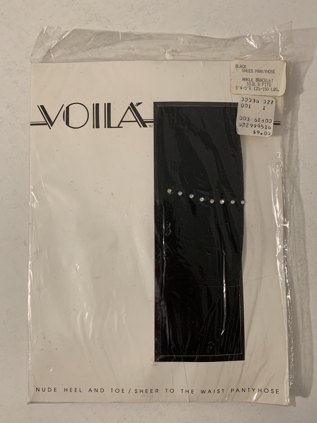 Vtg 80s Voila Black Nylon Pantyhose B Sheer Rhine… - image 2