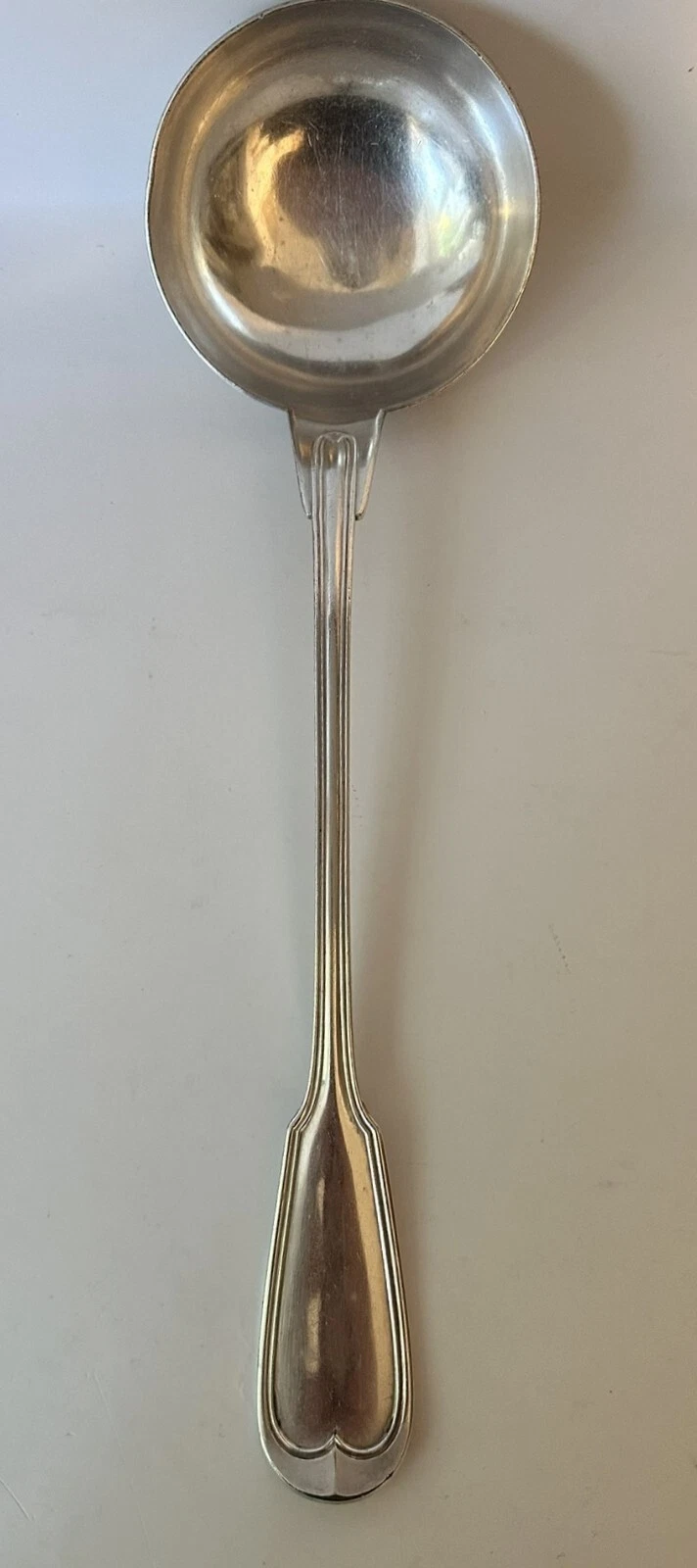 Soup Ladle. Christofle French Silverplate. Chinon Pattern. 14" length. No Mono