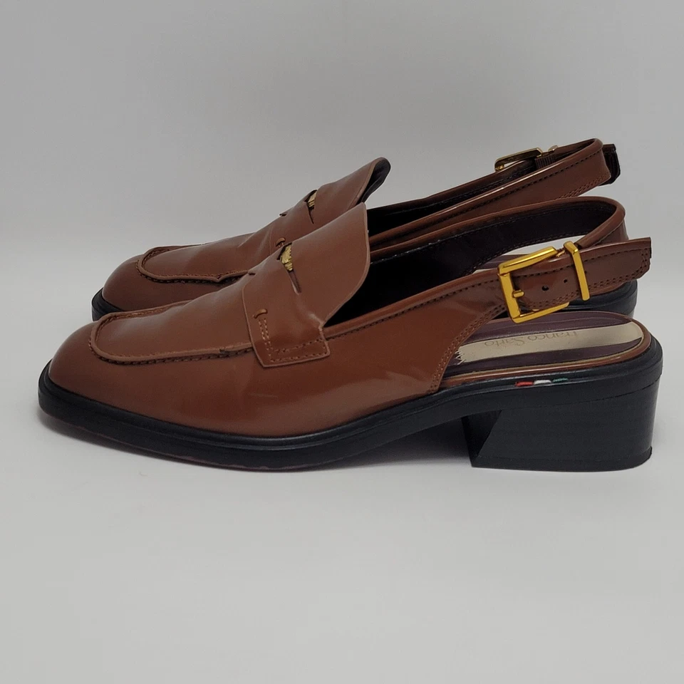 Franco Sarto Giada Tacones Mocasines Correa Centavo Marrón Tabaco Para Mujer 9M Foto 3 de 4