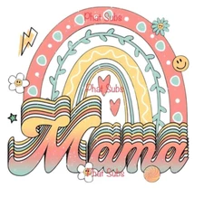 Sublimation Print Retro Mama Rainbow Ready to Press Heat Transfer
