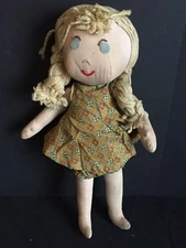 Vintage Rag Doll with Floral Pattern Clothing