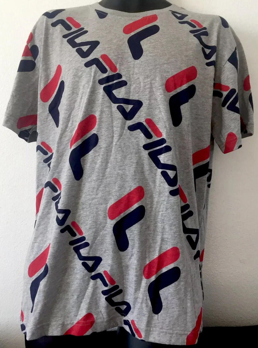 ORG.FILA Men s Logo All over Sports Hip Hop High Fashion Limited NWT T Shirt L